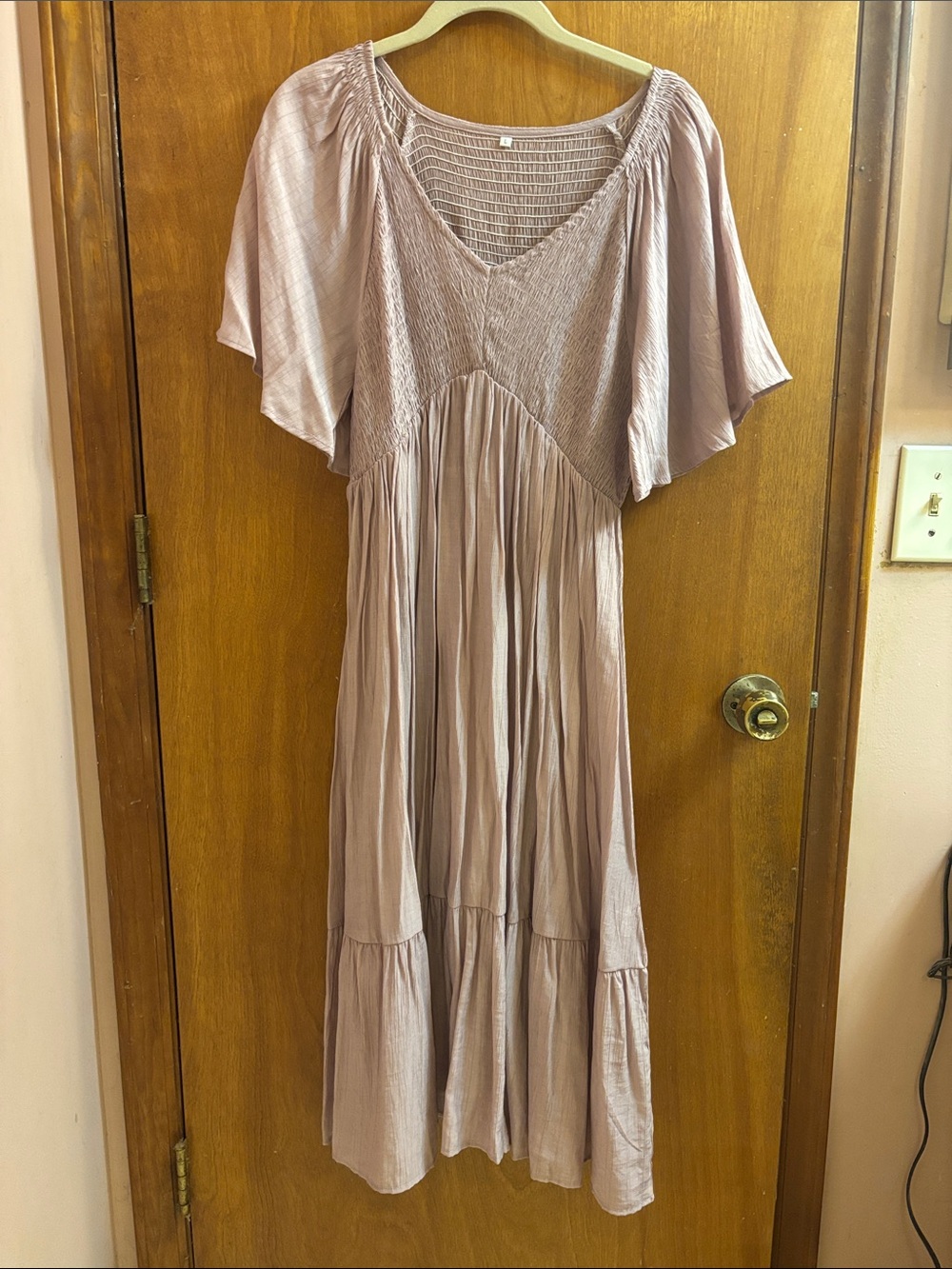 Women's Mauve Flowing Smocked Midi Dress